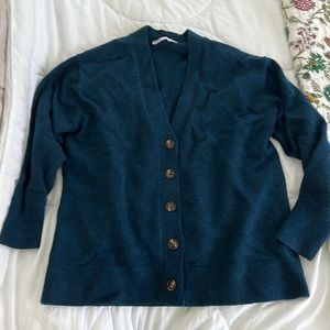 Zara teal cardigan, wool fabric, size S - part of matching set